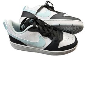 Nike Black, White, and Light Blue Athletic Shoes Court Borough Low Recraft